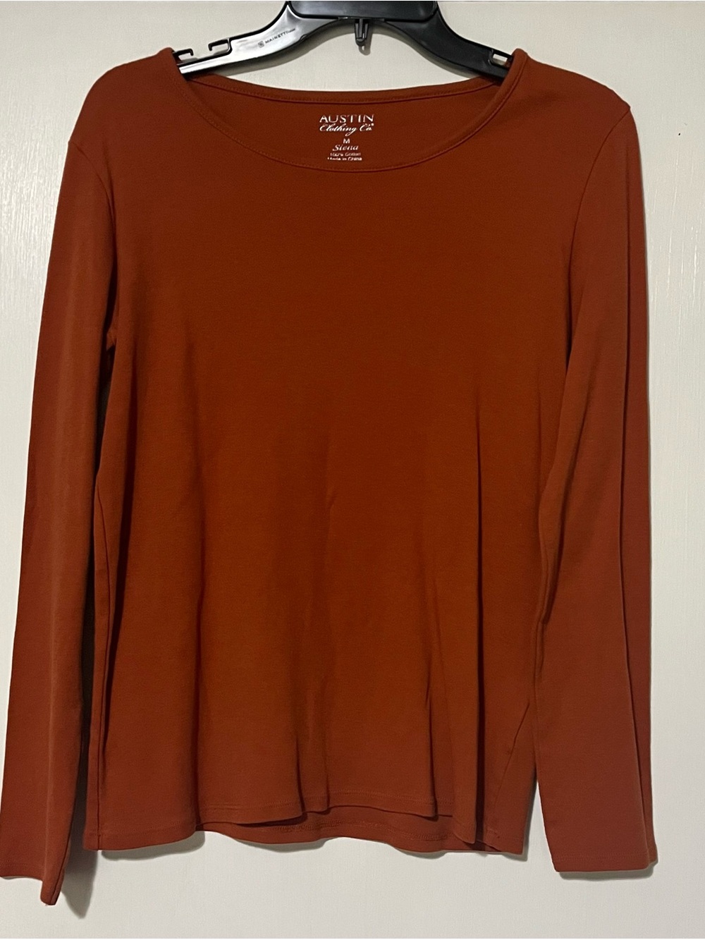 Austin Clothing Co. Long Sleeve Crew Neck Top - Burnt Orange